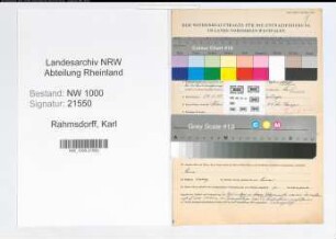 Entnazifizierung Karl Rahmsdorff, geb. 17.01.1897 (Verw.Angest.)
