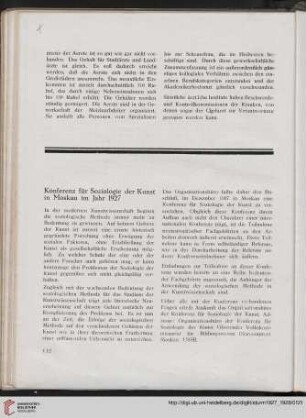 Konferenz für Soziologie der Kunst in Moskau im Jahr 1927