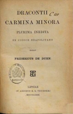 Carmina minora : plurima inedita ex codice Neapolitano