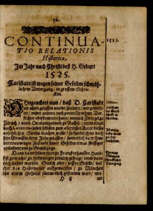 Continuatio Relationis Historicae, Im Jahr nach Christi deß H. Geburt 1525.