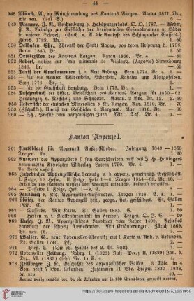 Kanton Appenzell (Nr. 961 - 976)