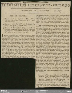 Allgemeine Literatur-Zeitung, Nr. 269, vom 24.08.1797 (Fragment), Jena