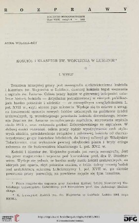 Tom 30: Kościół i klasztor Św. Wojciecha w Lublinie