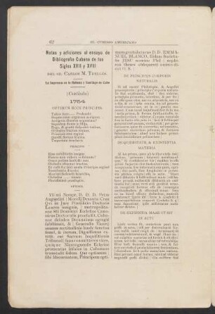 Notas y adiciones al ensayo de Bibliografía Cubana de los siglos XVII y XVIII - (Continúa) : La imprenta en la Habana y Santiago de Cuba