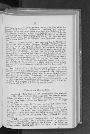 Sitzung am 12. Juli 1887.