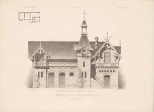 Stallgebäude des Herrn F. Lipperheide, Berlin: Grundriss, Ansicht (aus: Architektonisches Skizzenbuch, H. 149/2, 1878)