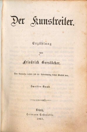 Der Kunstreiter : Erzählung, 2. Band