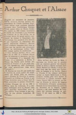 Arthur Chuquet et l'Alsace.