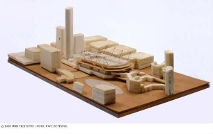 Sporthalle - Modell des Gesamtgebäudes mit Umgebung