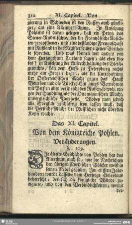 Das XI. Capitel. Von dem Königreiche Pohlen : Veränderungen