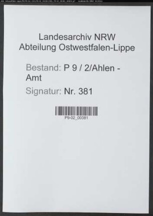 Sterberegister Standesamt Ahlen-Amt