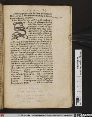 Liber Aggregacionis seu liber Secretorum Alberti magni de virtutibus herbarum lapidu[m] et animalium quorundam