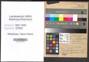 Entnazifizierung Hans Heinz Weishaar , geb. 04.11.1919 (Kellner)
