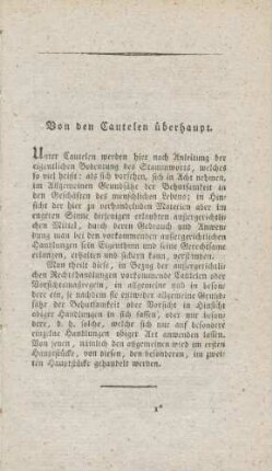 Von den Cautelen überhaupt.