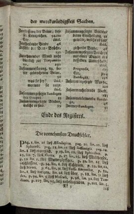 Die vornehmsten Druckfehler.