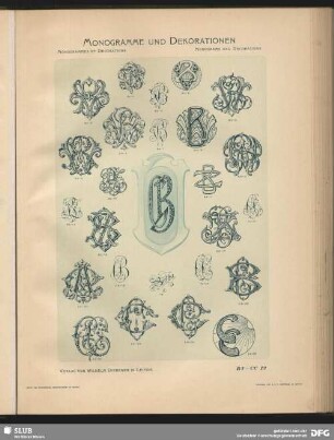 Dekorationen [Kartuschen], Monogramme mit vollständigen Namen