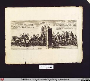 Triumphzug römischer Bürger mit Kriegsbeute.