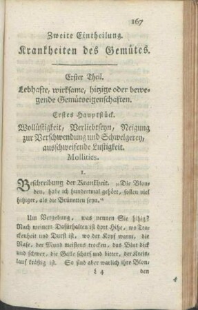 Zweite Eintheilung. Krankheiten des Gemütes.