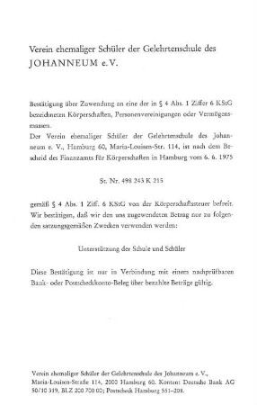 Verein ehemaliger Schüler der Gelehrtenschule des JOHANNEUM e. V.