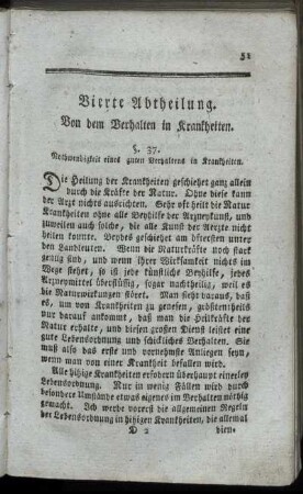 Vierte Abtheilung. Von dem Verhalten in Krankheiten.