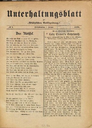 Unterhaltungsblatt zur Kaiserslauterer Zeitung. 1878