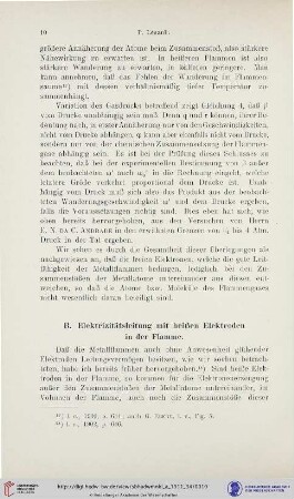 B. Elektrizitätsleitung mit heißen Elektroden in der Flamme