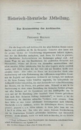 Zur Kreismessung des Archimedes.