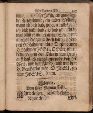 Litaney, Vom süssen Nahmen Jesu