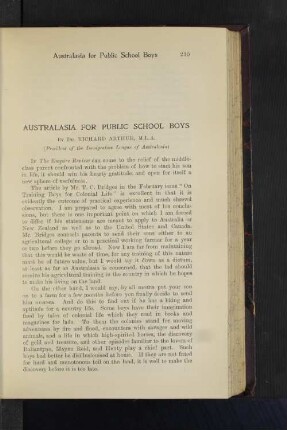 Australasia for Public School Boys