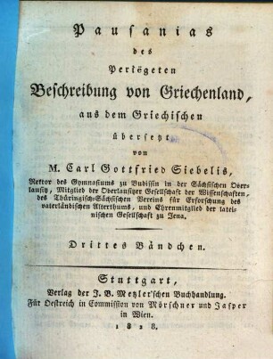 Pausanias des Periëgeten Beschreibung von Griechenland, 3