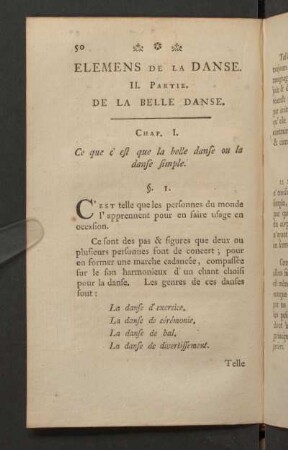 Chap. I. Ce que c' est que la belle danse ou la danse simple