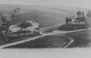 Postkartenansicht: Breitenbach in Böhmen, Gasthaus zum Felsenkeller : Postkartenansicht: Breitenbach in Böhmen, Gasthaus zum Felsenkeller
