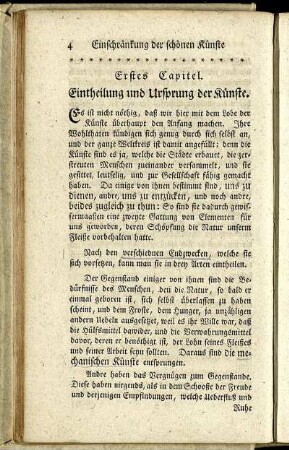 Erstes Capitel. Eintheilung und Ursprung der Künste.