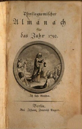 Physiognomischer Almanach : für das Jahr .... 1792, 1792