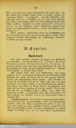 23. Capitel. Backwerk