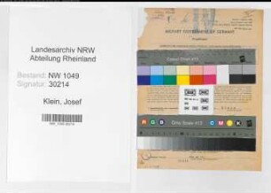 Entnazifizierung Josef Klein , geb. 02.08.1896 (Bahnsekretaer)