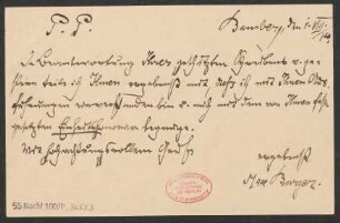 Brief an B. Schott's Söhne : 01.08.1914