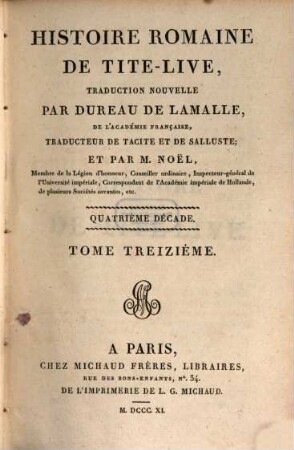 Histoire romaine de Tite-Live, 13. Quatrième décade
