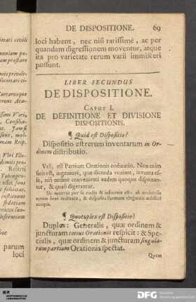 Caput I. De Definitione Et Divisione Dispositionis.