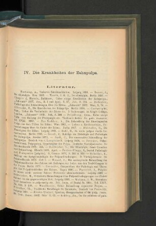 IV. Die Krankheiten der Zahnpulpa.
