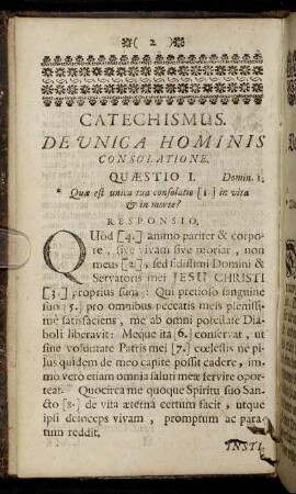 De Unica Hominis Consolatione = Catechismus. Von dem einigen Trost des Menschen