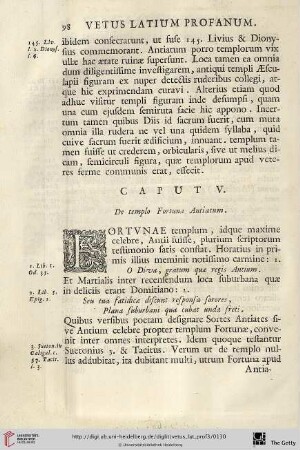 Caput V: De templo Fortunae Antiatum