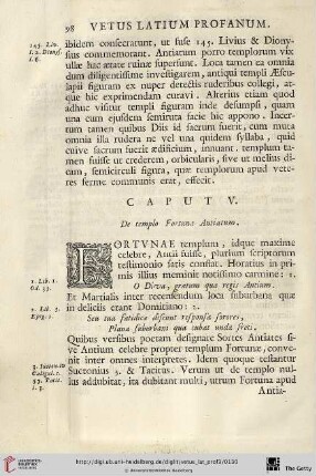 Caput V: De templo Fortunae Antiatum