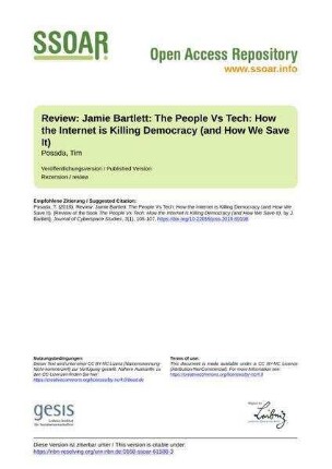 Review: Jamie Bartlett: The People Vs Tech: How the Internet is Killing Democracy (and How We Save It)