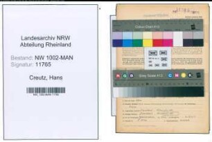 Entnazifizierung Hans Creutz , geb. 29.03.1906 (Verwaltungsangestellter)