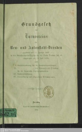 Grundgesetz des Turnervereins für Neu- und Antonstadt-Dresden ...