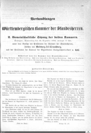 2. Gemeinschaftliche Sitzung, Stuttgart, 16.12.1886