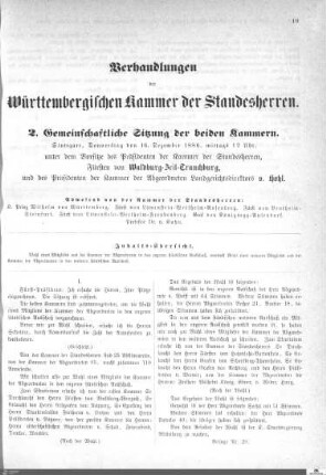 2. Gemeinschaftliche Sitzung, Stuttgart, 16.12.1886
