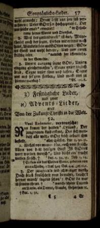 3) Festtägliche Lieder,