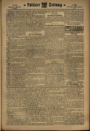 Zweite Ausgabe vom Dienstag, den 01. August 1911.